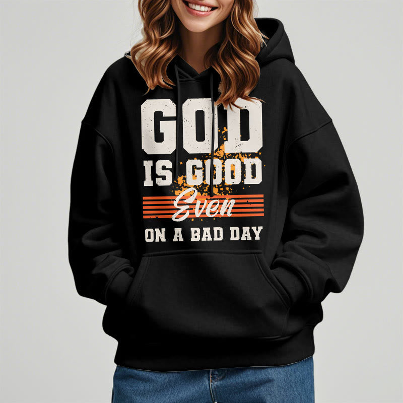 Classic Style God Is Good Even On A Bad Day Fleece Lined Polyester Hoodie - image 2