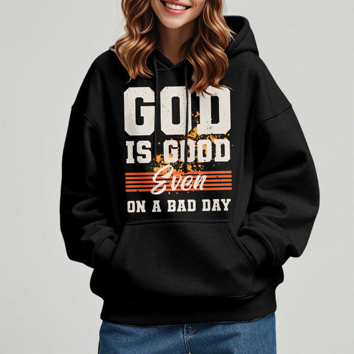 Classic Style God Is Good Even On A Bad Day Fleece Lined Polyester Hoodie - image 2