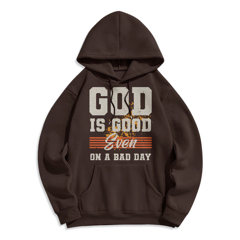 Classic Style God Is Good Even On A Bad Day Fleece Lined Polyester Hoodie - Brown - 2XL - image 15