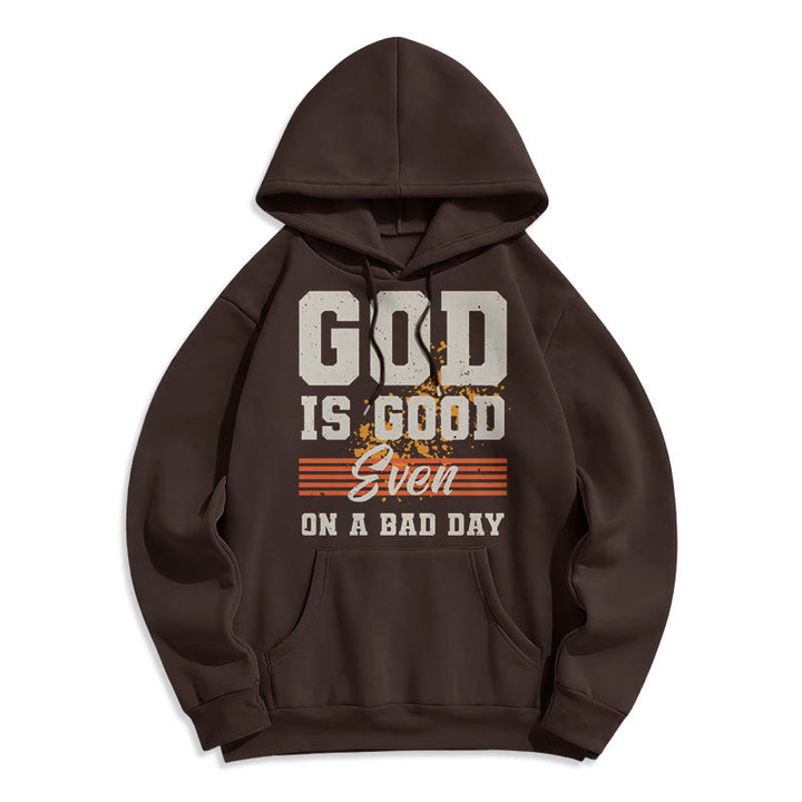 Classic Style God Is Good Even On A Bad Day Fleece Lined Polyester Hoodie - Brown - 2XL - image 15