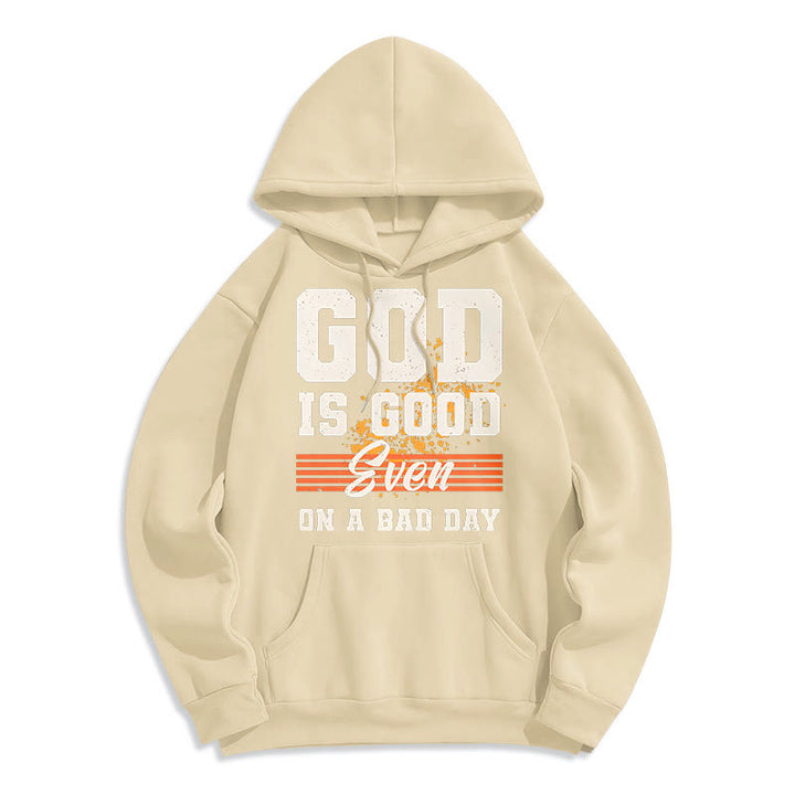 Classic Style God Is Good Even On A Bad Day Fleece Lined Polyester Hoodie - Beige - 2XL - image 10