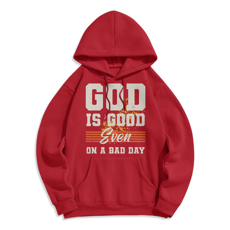 Classic Style God Is Good Even On A Bad Day Fleece Lined Polyester Hoodie - Red - 2XL - image 35