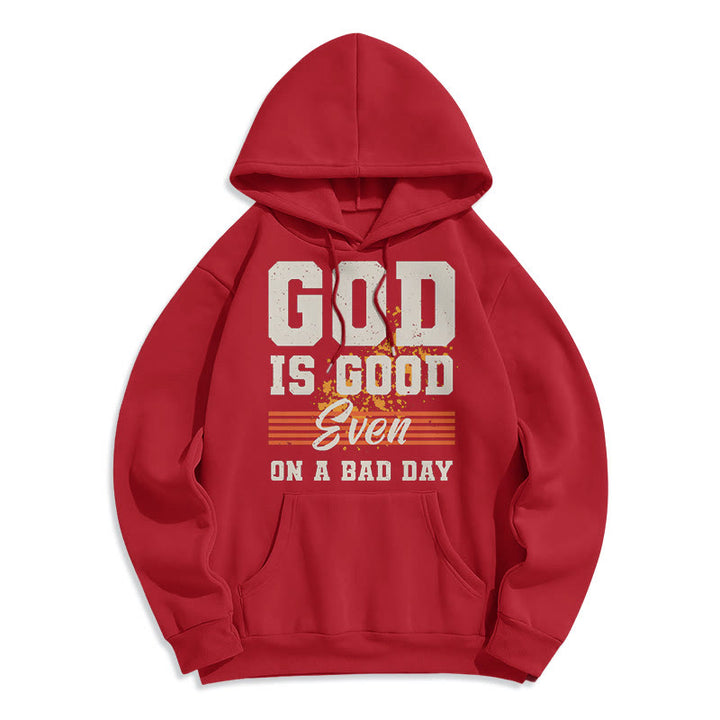 Classic Style God Is Good Even On A Bad Day Fleece Lined Polyester Hoodie - Red - 2XL - image 35
