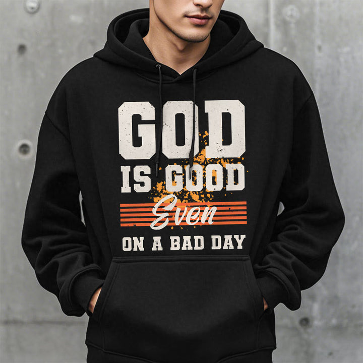 Classic Style God Is Good Even On A Bad Day Fleece Lined Polyester Hoodie - image 1