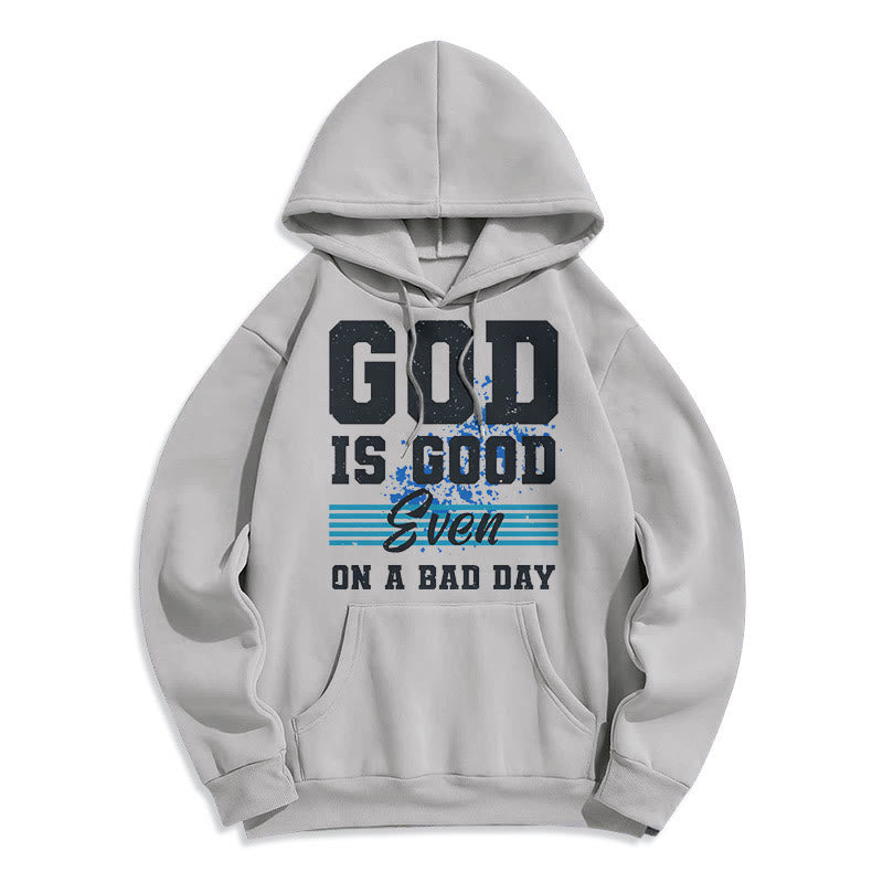 Classic Style God Is Good Even On A Bad Day Fleece Lined Polyester Hoodie - Grey - 2XL - image 30