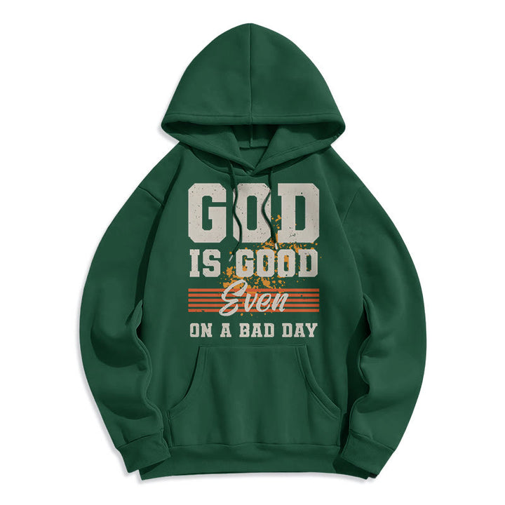 Classic Style God Is Good Even On A Bad Day Fleece Lined Polyester Hoodie - Green - 2XL - image 20