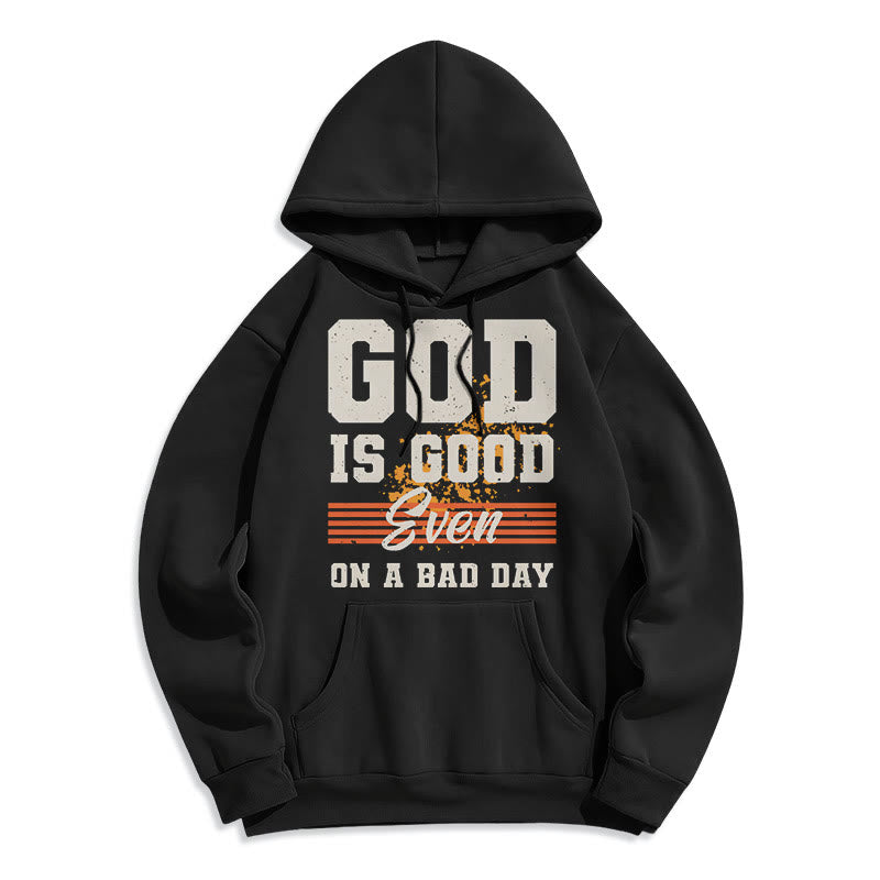 Classic Style God Is Good Even On A Bad Day Fleece Lined Polyester Hoodie - Black - 2XL - image 0