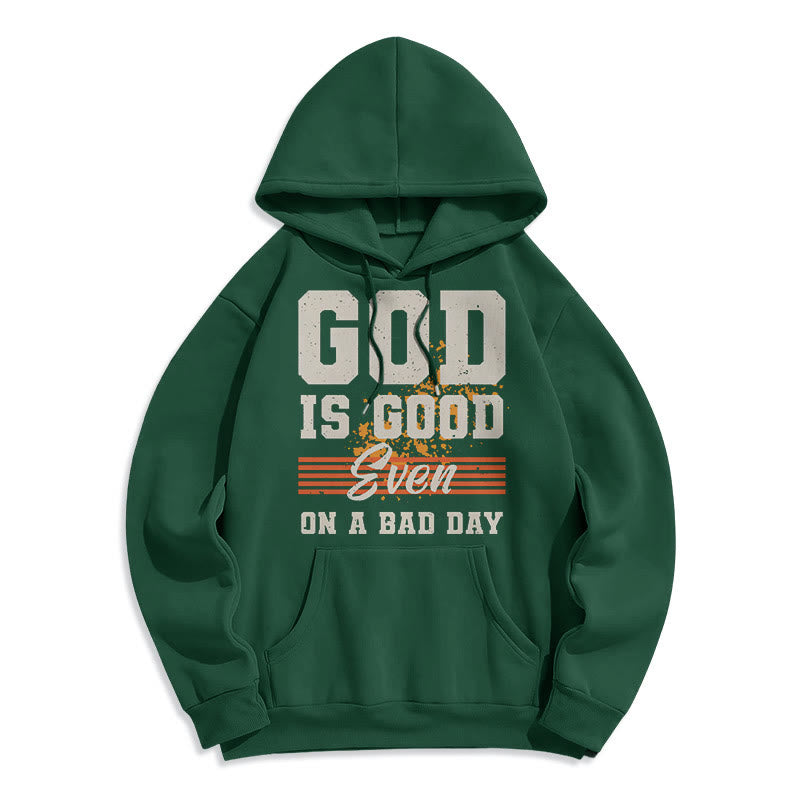 Classic Style God Is Good Even On A Bad Day Fleece Lined Polyester Hoodie - Green - 2XL - image 20
