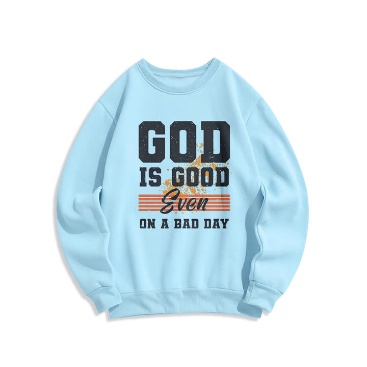 Classic Style God Is Good Even On A Bad Day Fleece Lined Polyester Sweatshirt - Blue - 2XL - image 25