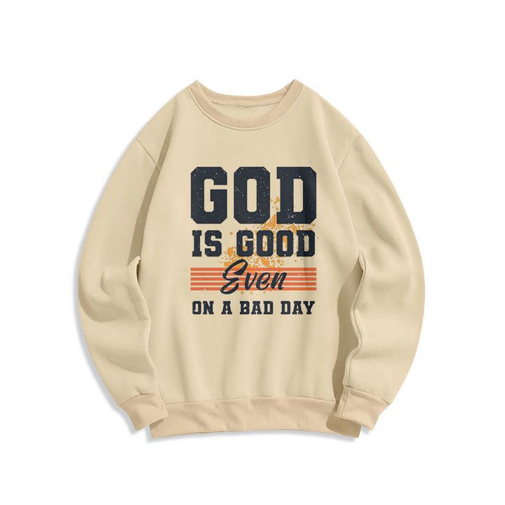 Classic Style God Is Good Even On A Bad Day Fleece Lined Polyester Sweatshirt - Beige - 2XL - image 10