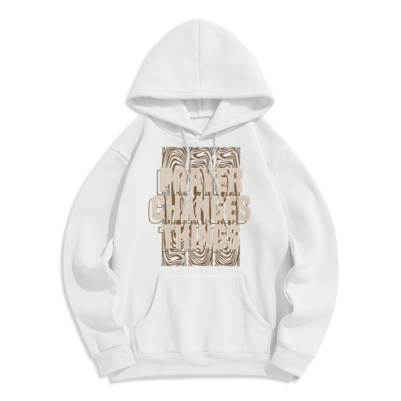 Christianartworkshop Modern Style Prayer Changes Things Fleece Lined Polyester Hoodie - White - 2XL - image 5