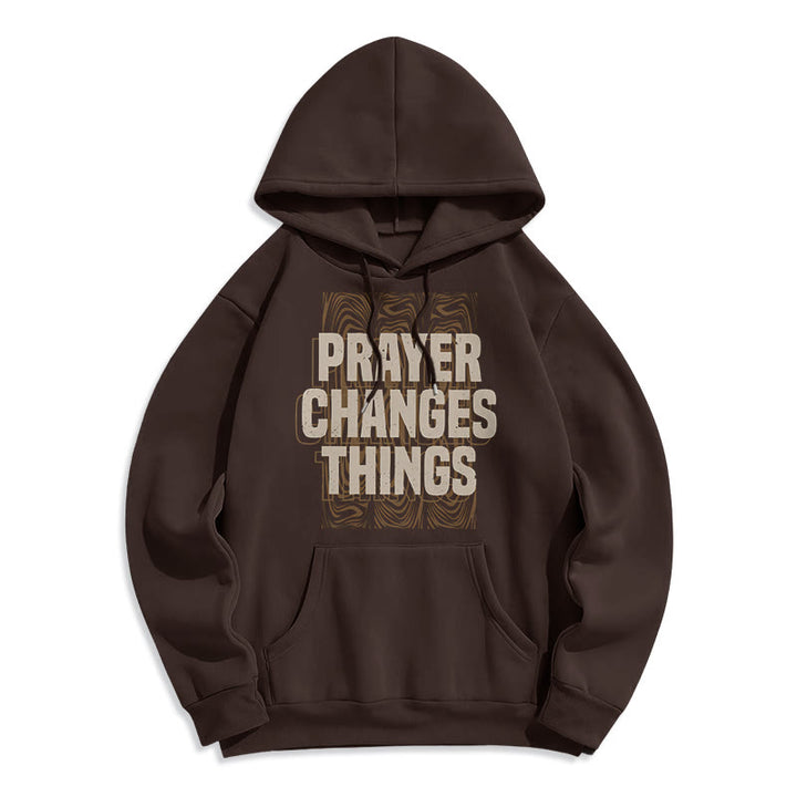 Christianartworkshop Modern Style Prayer Changes Things Fleece Lined Polyester Hoodie - Brown - 2XL - image 15