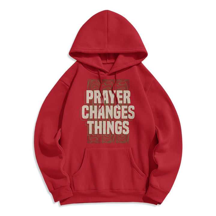 Christianartworkshop Modern Style Prayer Changes Things Fleece Lined Polyester Hoodie - Red - 2XL - image 35