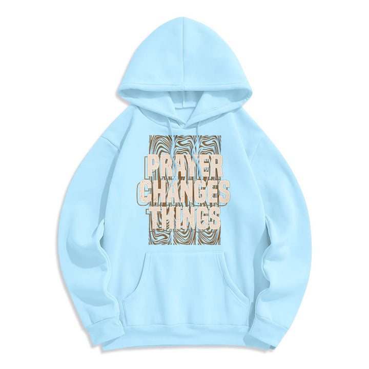 Christianartworkshop Modern Style Prayer Changes Things Fleece Lined Polyester Hoodie - Blue - 2XL - image 25