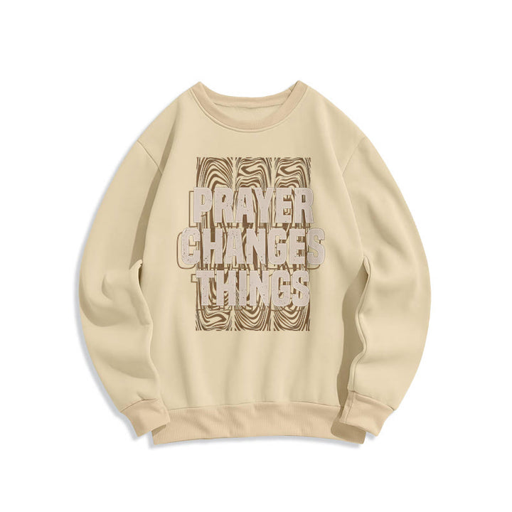 Christianartworkshop Modern Style Prayer Changes Things Fleece Lined Polyester Sweatshirt - Beige - 2XL - image 10