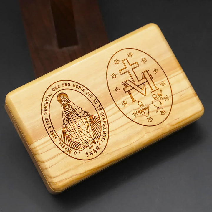 Classic Style Devotional Virgin Mary Olive Wood Rosary Set - image 9