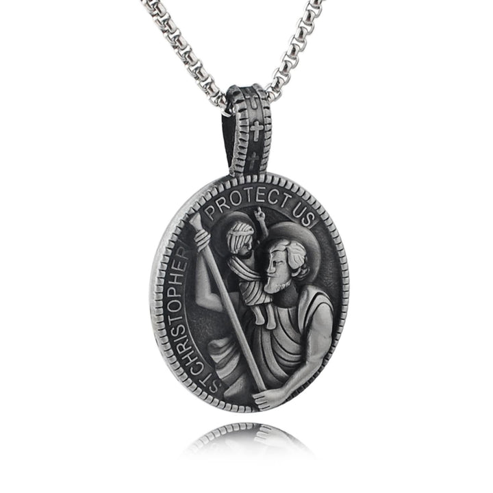 Christianartworkshop Classic Style Crafted St. Christopher Protect Us Pendant Necklace - Black - image 0