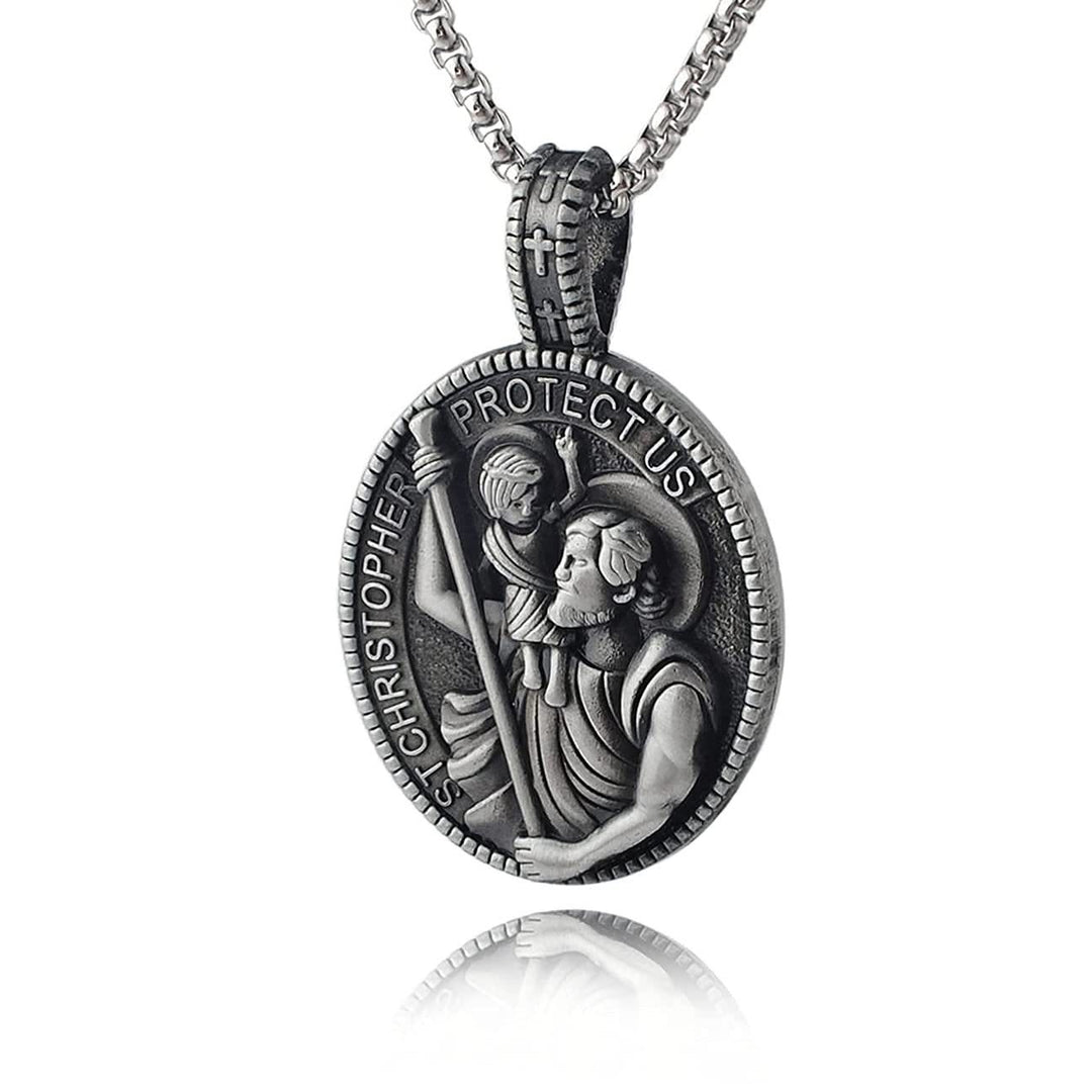 Christianartworkshop Classic Style Crafted St. Christopher Protect Us Pendant Necklace - image 1