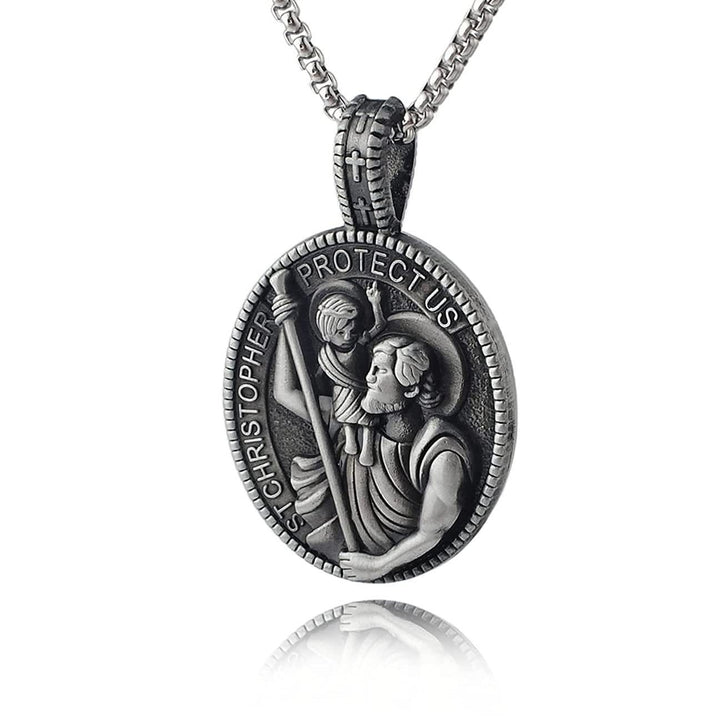 Christianartworkshop Classic Style Crafted St. Christopher Protect Us Pendant Necklace - image 1