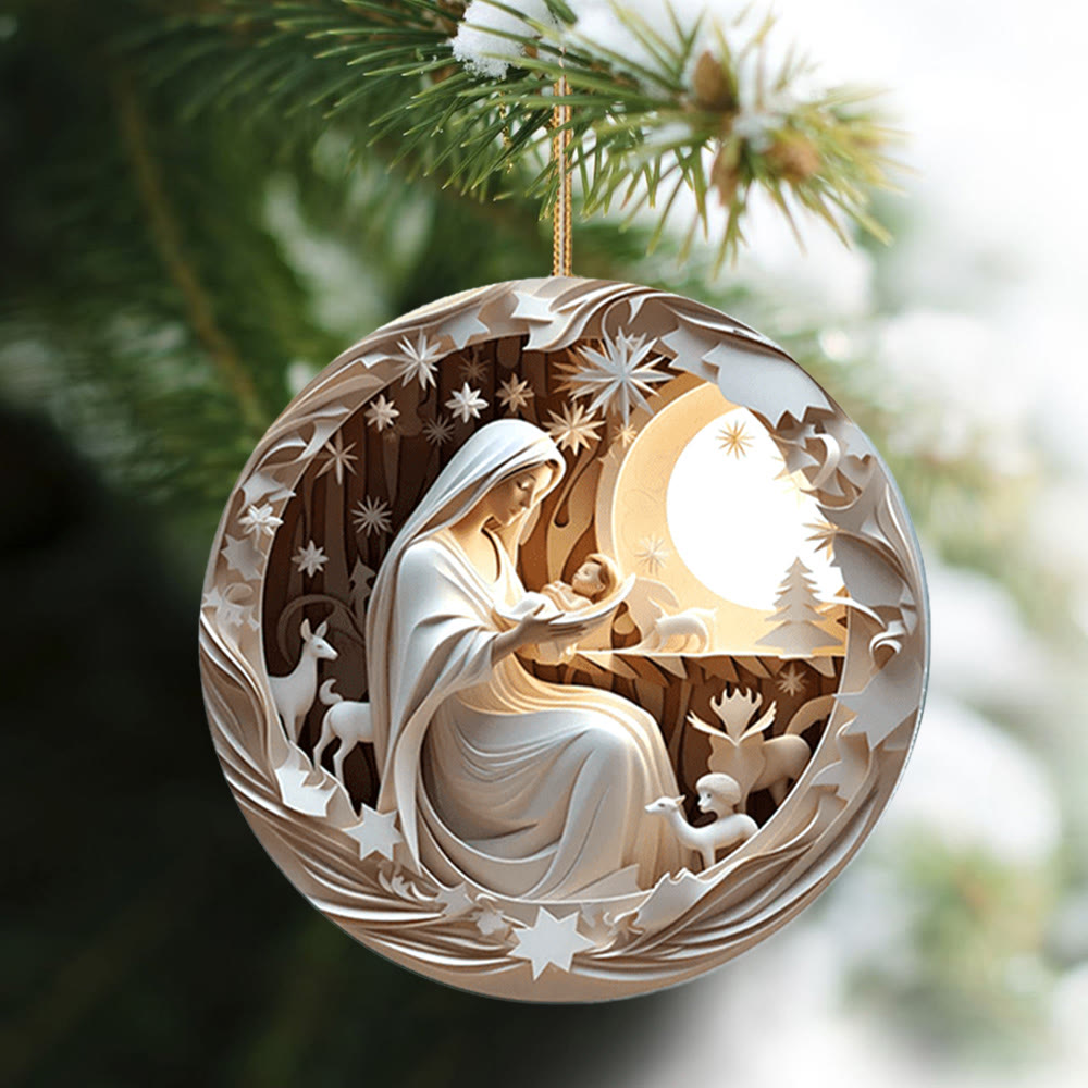 Christianartworkshop Sculptural Style Nativity Christmas Hanging Ornaments A - Ceramics - image 0