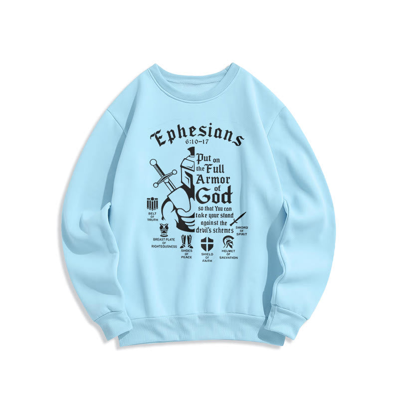 Quotation Style Full Armor of God Fleece Lined Polyester Sweatshirt - Blue - 2XL - image 25