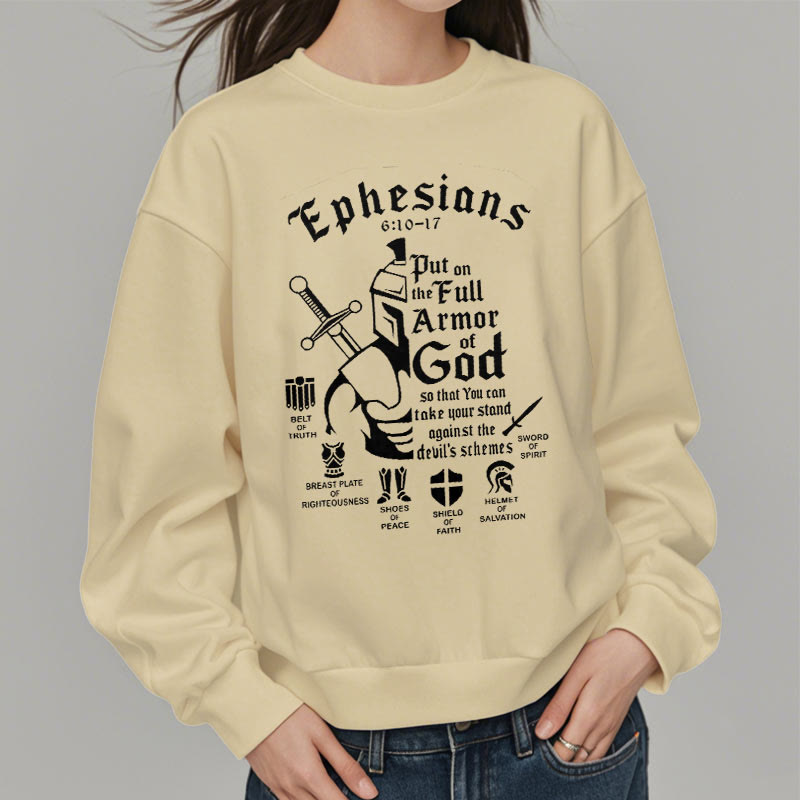 Quotation Style Full Armor of God Fleece Lined Polyester Sweatshirt - image 2