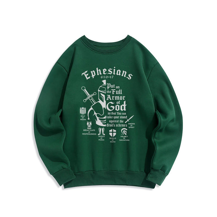 Quotation Style Full Armor of God Fleece Lined Polyester Sweatshirt - Green - 2XL - image 20