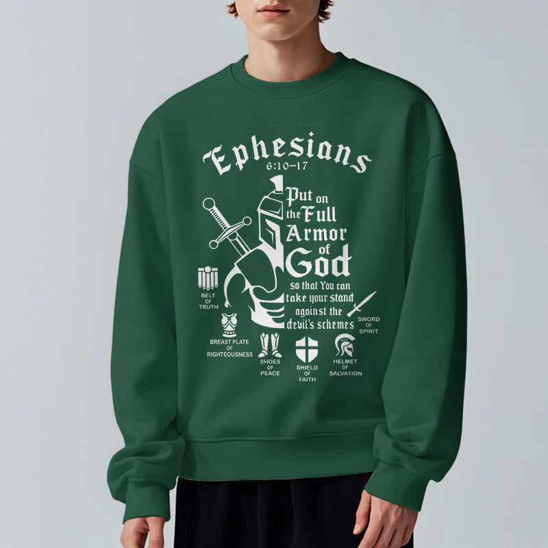 Christianartworkshop Quotation Style Full Armor of God Fleece Lined Polyester Sweatshirt - image 22