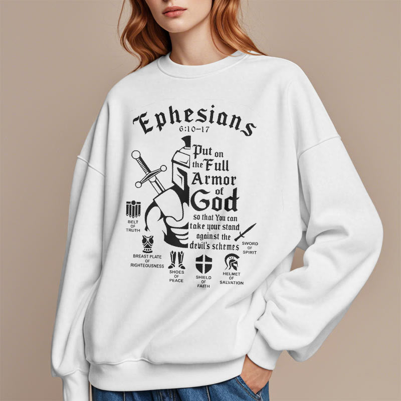 Quotation Style Full Armor of God Fleece Lined Polyester Sweatshirt - image 12