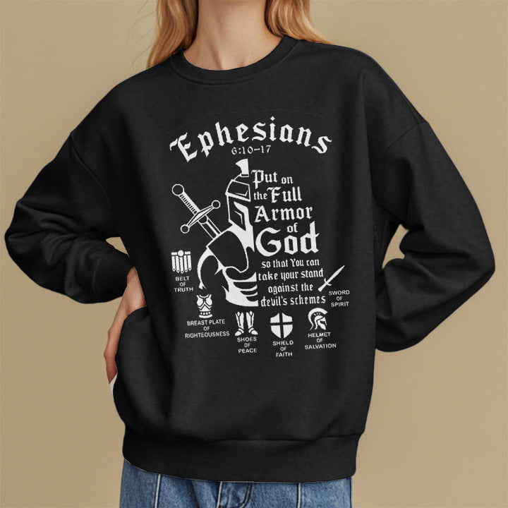 Quotation Style Full Armor of God Fleece Lined Polyester Sweatshirt - image 7
