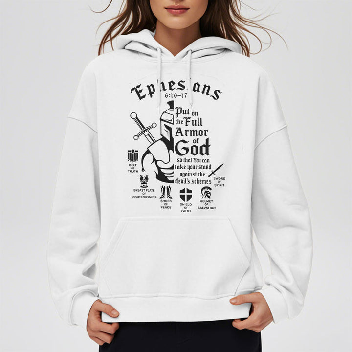 Christianartworkshop Quotation Style Full Armor of God Fleece Lined Polyester Hoodie - image 8