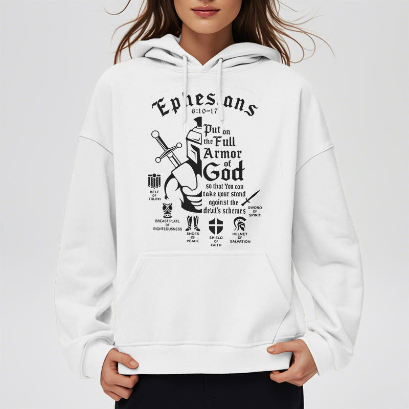 Christianartworkshop Quotation Style Full Armor of God Fleece Lined Polyester Hoodie - image 8