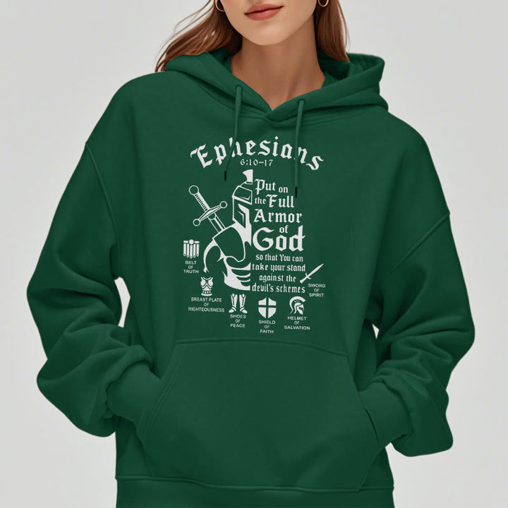 Christianartworkshop Quotation Style Full Armor of God Fleece Lined Polyester Hoodie - image 22