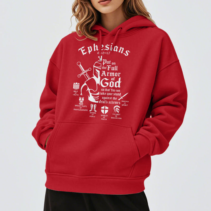 Christianartworkshop Quotation Style Full Armor of God Fleece Lined Polyester Hoodie - image 37