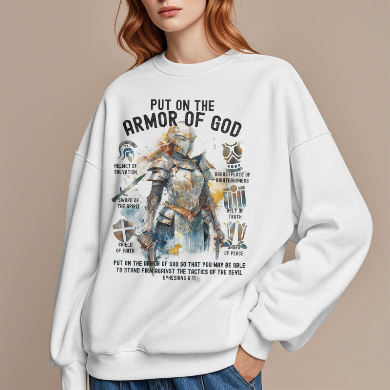 Colored Style Put On The Armor of God Fleece Lined Polyester Sweatshirt - image 1