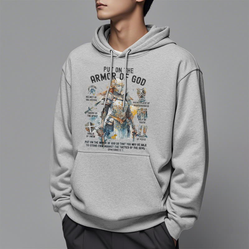 Christianartworkshop Colored Style Put On The Armor of God Fleece Lined Polyester Hoodie - image 1