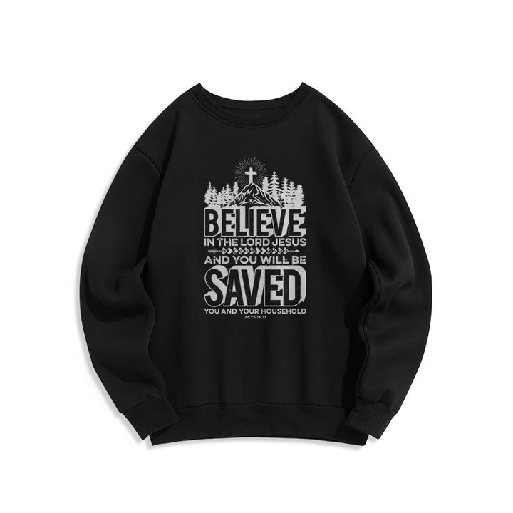 Modern Style Believe In The Jesus Lord Fleece Lined Polyester Sweatshirt - Black - 2XL - image 5