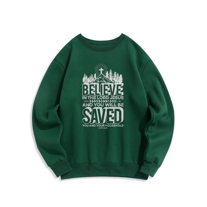 Modern Style Believe In The Jesus Lord Fleece Lined Polyester Sweatshirt - Green - 2XL - image 17