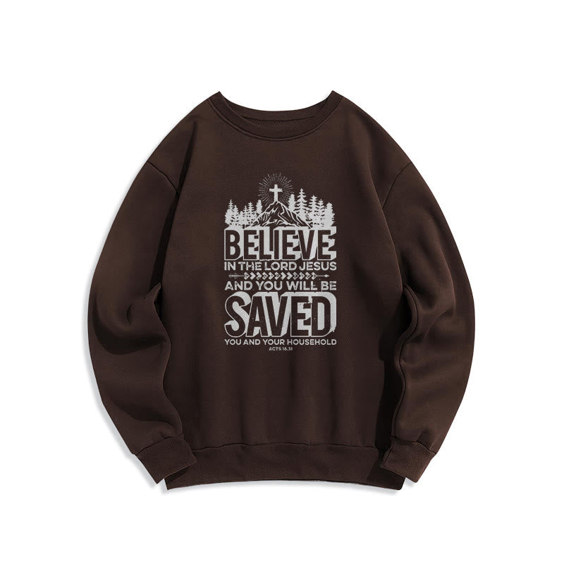 Modern Style Believe In The Jesus Lord Fleece Lined Polyester Sweatshirt - Brown - 2XL - image 14
