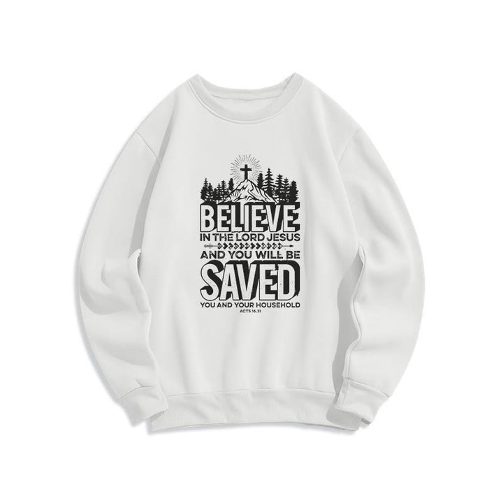 Modern Style Believe In The Jesus Lord Fleece Lined Polyester Sweatshirt - White - 2XL - image 8