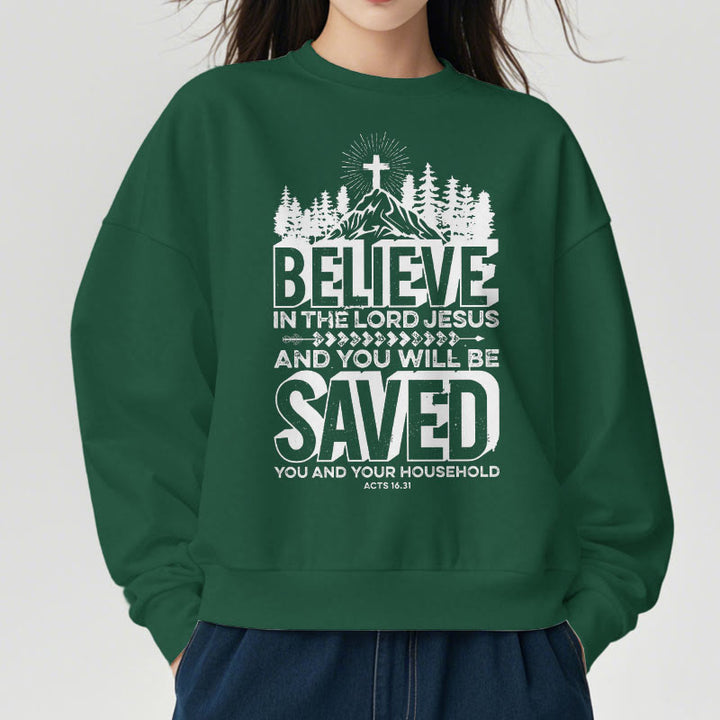 Modern Style Believe In The Jesus Lord Fleece Lined Polyester Sweatshirt - image 20
