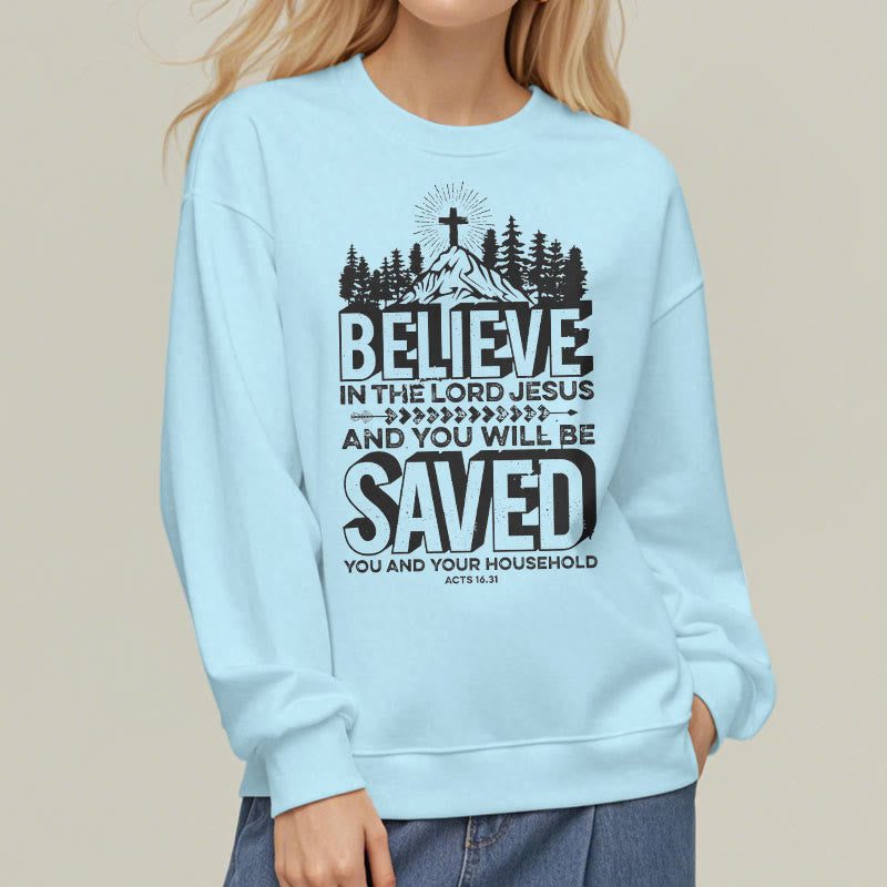 Modern Style Believe In The Jesus Lord Fleece Lined Polyester Sweatshirt - image 1