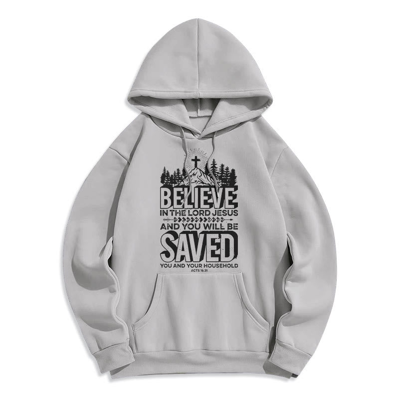 Modern Style Believe In The Jesus Lord Fleece Lined Polyester Hoodie - Grey - 2XL - image 30