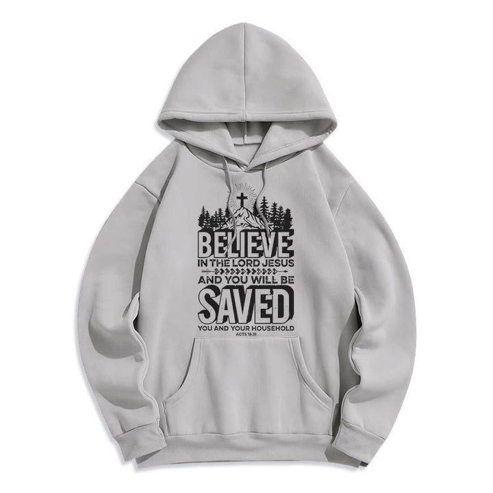 Modern Style Believe In The Jesus Lord Fleece Lined Polyester Hoodie - Grey - 2XL - image 30