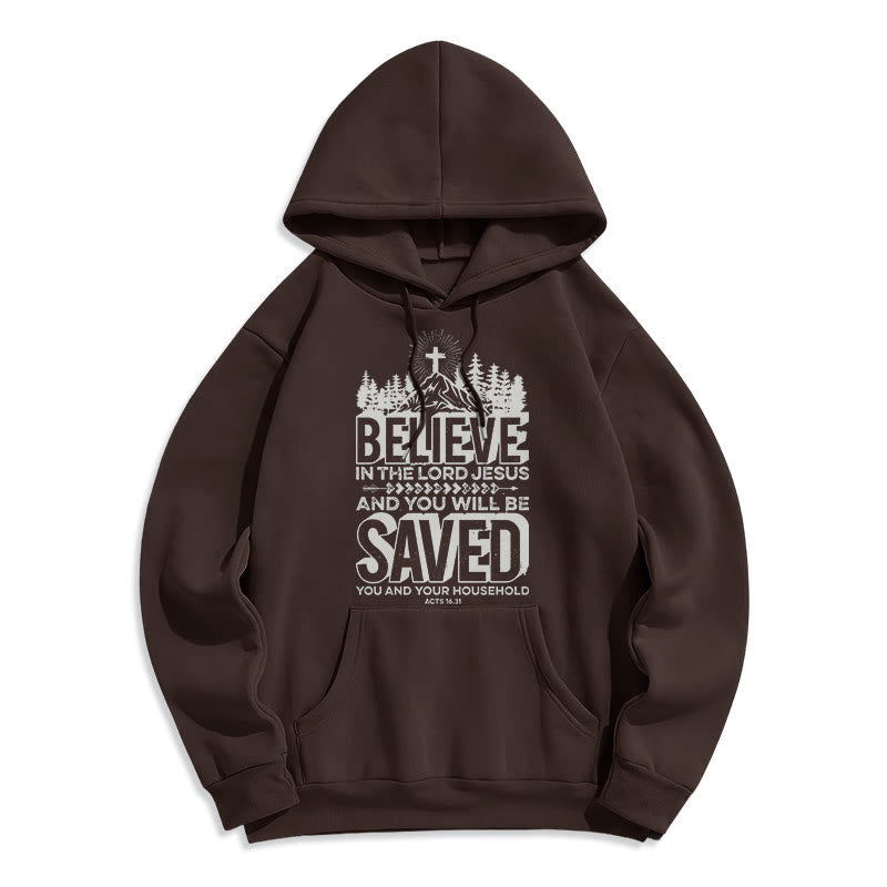 Modern Style Believe In The Jesus Lord Fleece Lined Polyester Hoodie - Brown - 2XL - image 15
