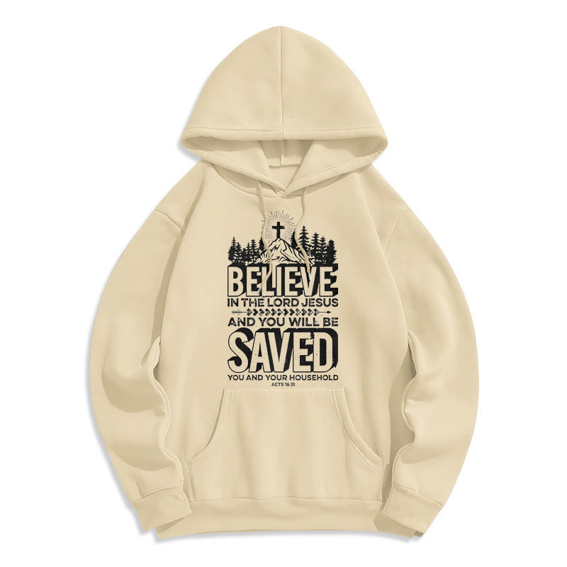 Modern Style Believe In The Jesus Lord Fleece Lined Polyester Hoodie - Beige - 2XL - image 10