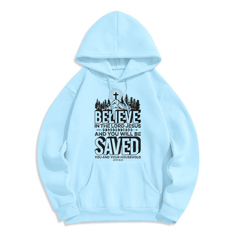 Modern Style Believe In The Jesus Lord Fleece Lined Polyester Hoodie - Blue - 2XL - image 25