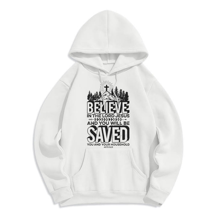 Modern Style Believe In The Jesus Lord Fleece Lined Polyester Hoodie - White - 2XL - image 5