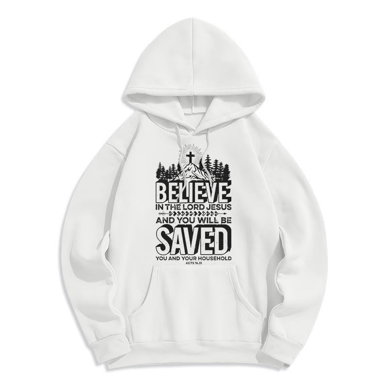 Modern Style Believe In The Jesus Lord Fleece Lined Polyester Hoodie - White - 2XL - image 5