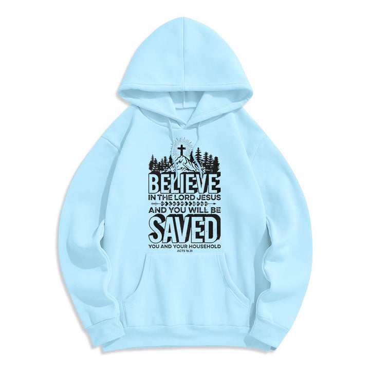 Modern Style Believe In The Jesus Lord Fleece Lined Polyester Hoodie - Blue - 2XL - image 25